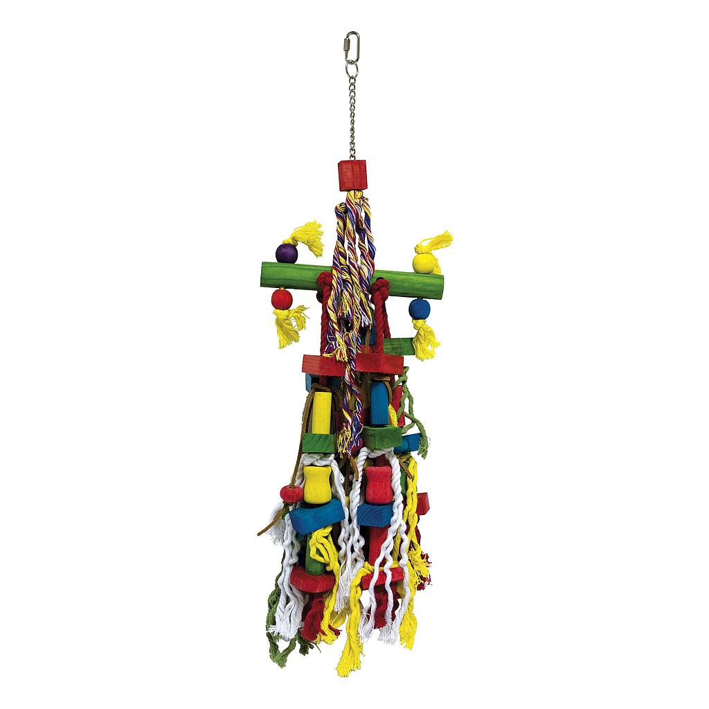 Juguete de madera con árbol multicolor de cuero para pájaros 61cm